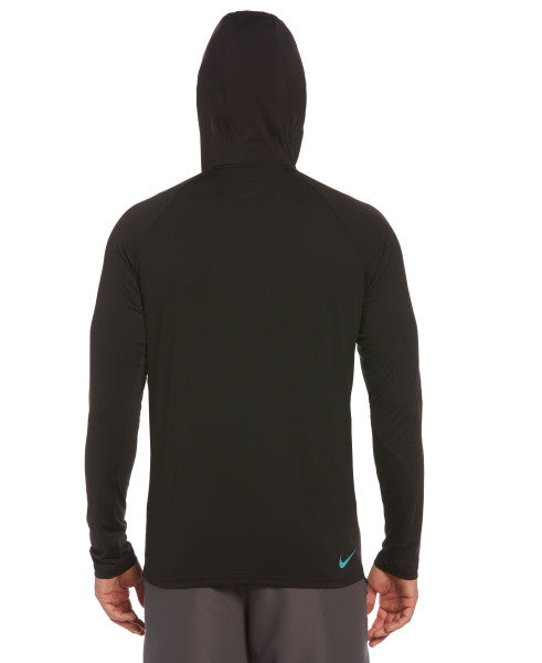 Nike Swim Men's Outline Logo Long Sleeve Hooded Hydroguard Black