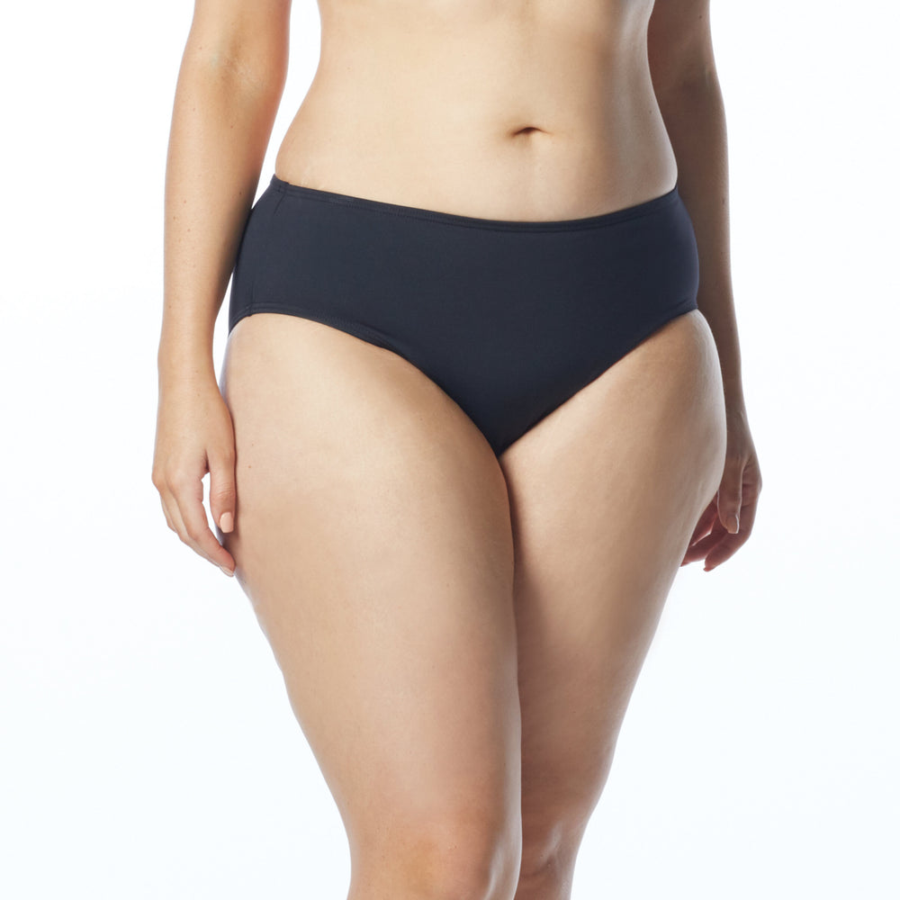 Coco Reef Plus Size Classic Solids Black High Waist Bikini Bottom - eSunWear.com