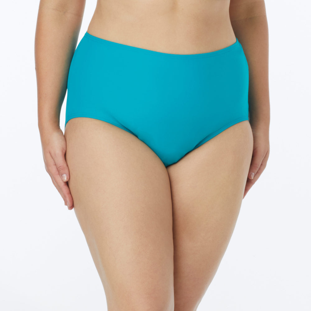 Coco Reef Plus Size Classic Solids Topaz Teal High Waist Bikini Bottom - eSunWear.com