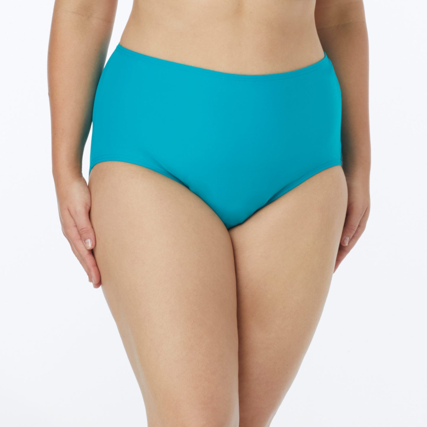 Coco Reef Plus Size Classic Solids Topaz Teal High Waist Bikini Bottom - eSunWear.com