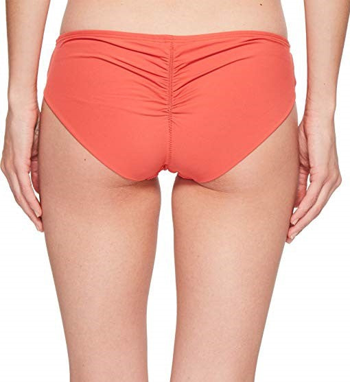 Vince Camuto Solid Shirred Smooth Fit Cheeky Bikini Bottom Papaya