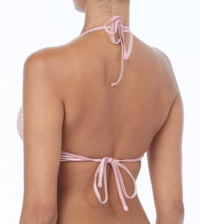 Vince Camuto Sailor Stripe Contrast Binding Triangle Top Papaya