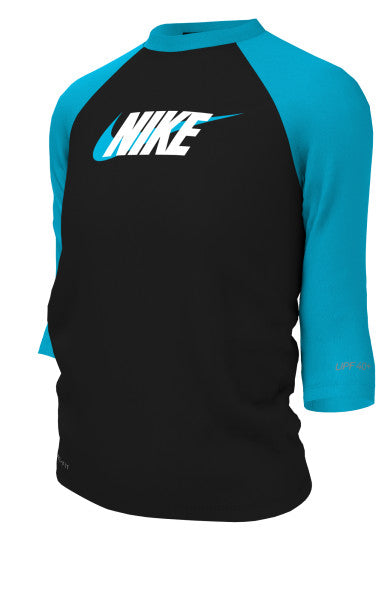 Nike Swim Girls' Logo Short-Sleeve Hydroguard Swim Shirt Black